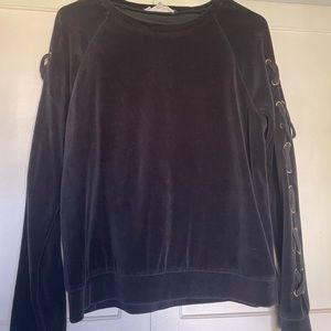 Black Velour Laced Sweatshirt